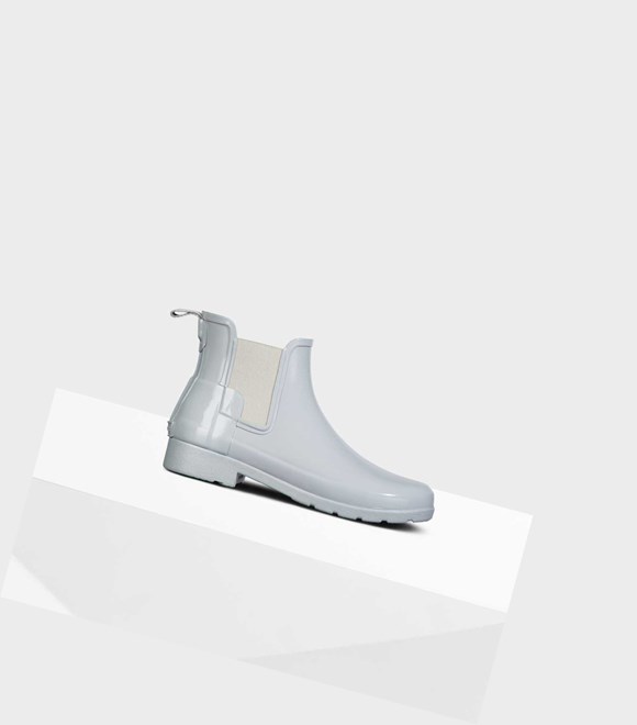 Hunter Refined Gloss Slim Fit Chelsea Boots Damen Grau | YXVGQR571