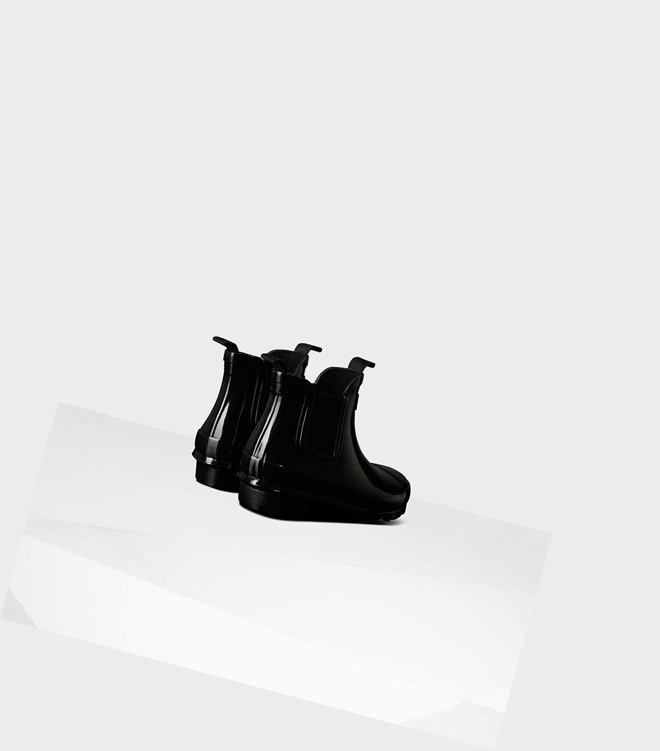 Hunter Original Big Gloss Chelsea Boots Kinder Schwarz | YUWPJE812