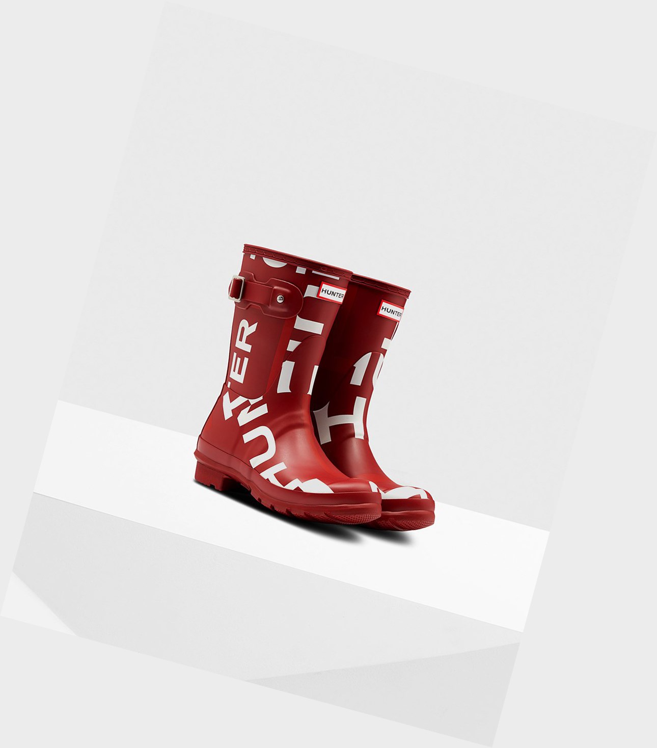 Hunter Original Exploded Logo Kurze Stiefel Damen Rot | VZOQWB480
