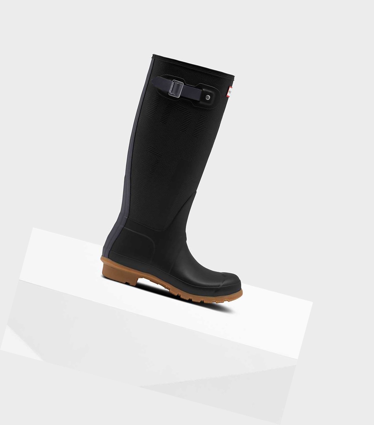 Hunter Original Exploded Logo Texture Wellington Hohe Stiefel Damen Schwarz | FKMYID639