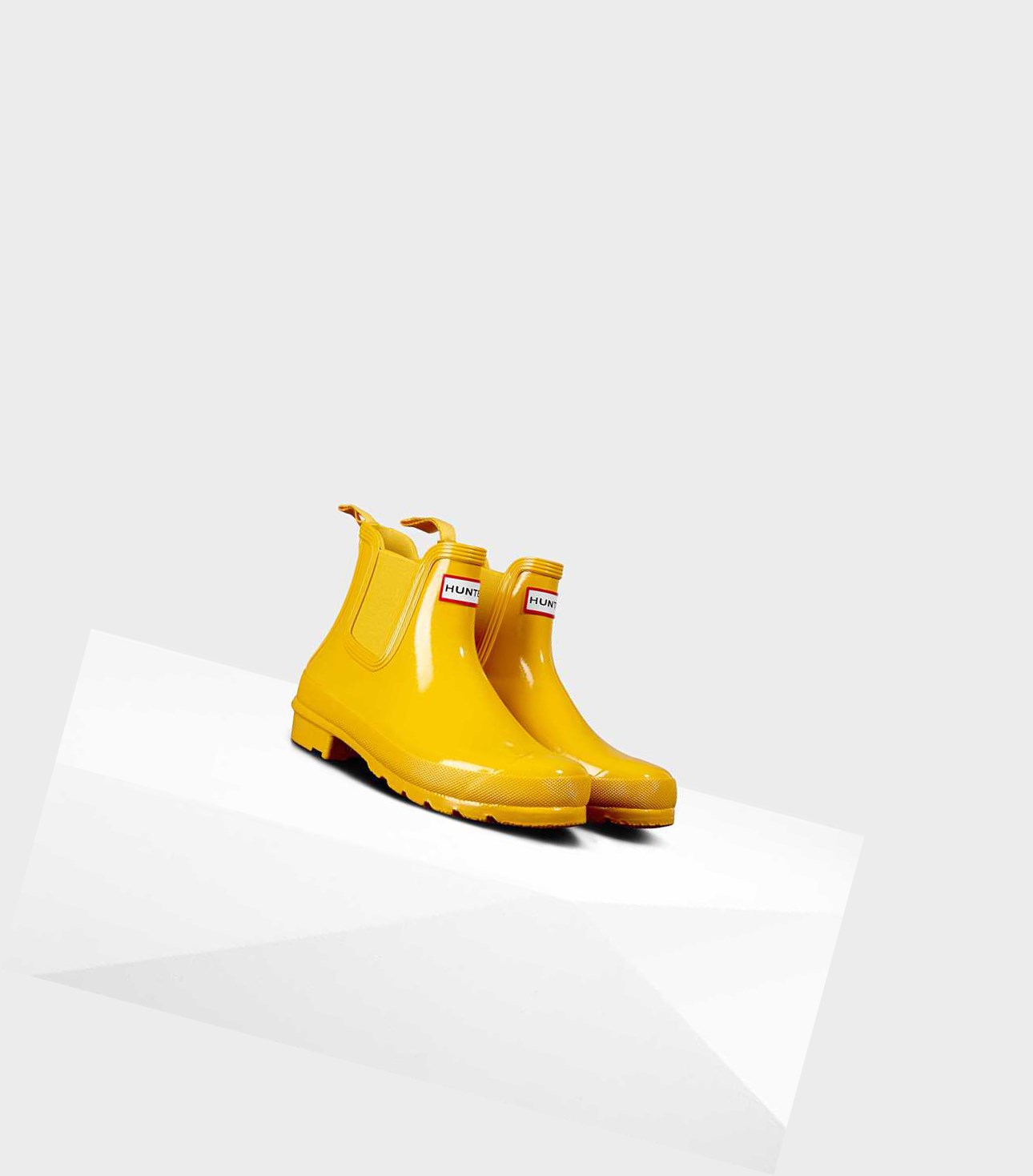 Hunter Original Gloss Chelsea Boots Damen Gelb | LDFVGH683