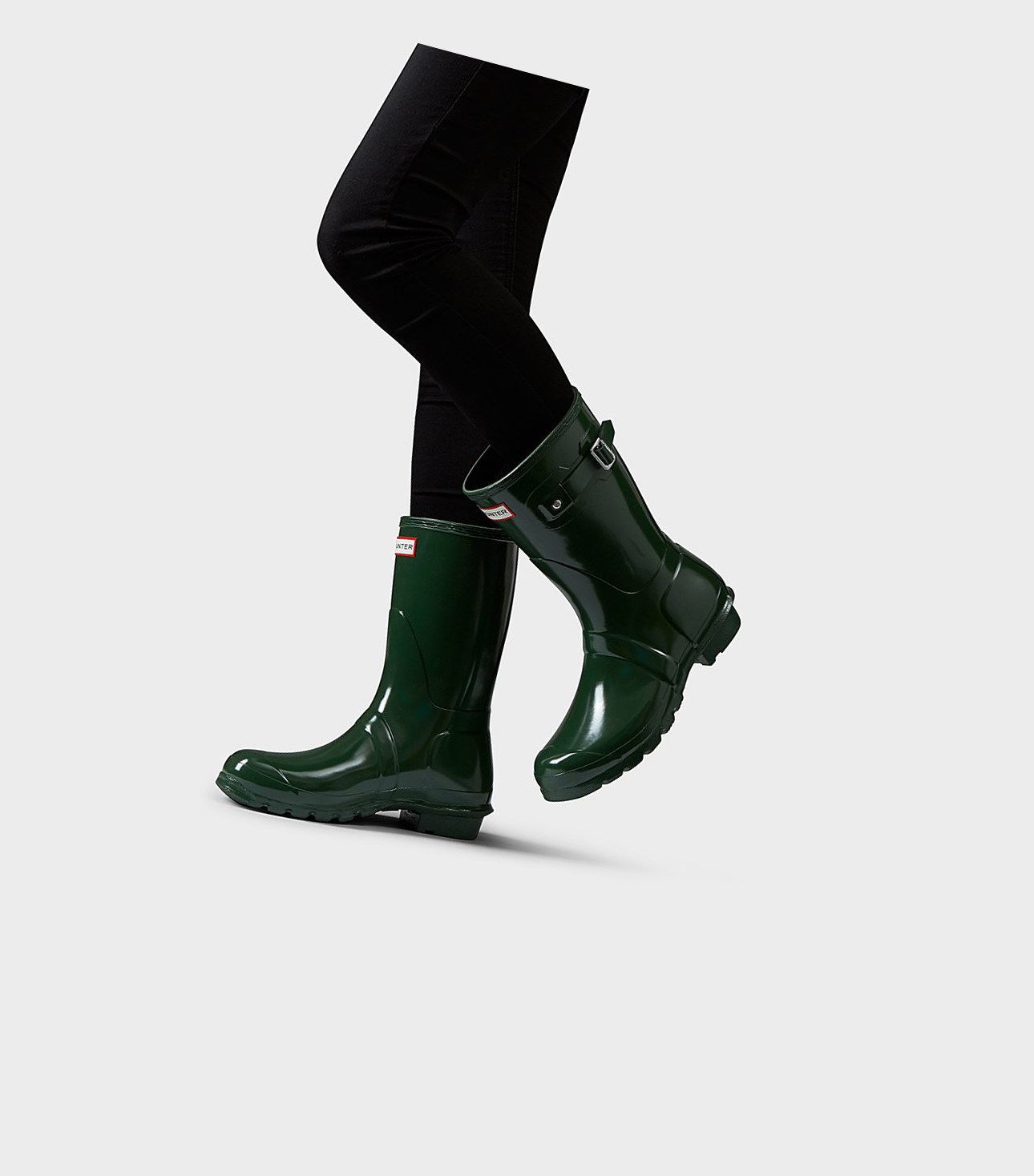 Hunter Original Gloss Kurze Stiefel Damen Grün | NQJHWV864