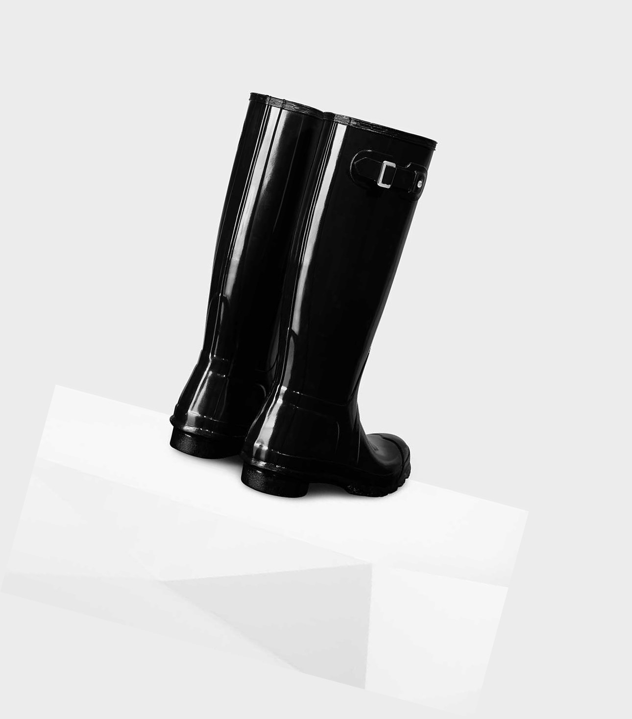 Hunter Original Gloss Wellington Hohe Stiefel Damen Schwarz | TFHWGC721