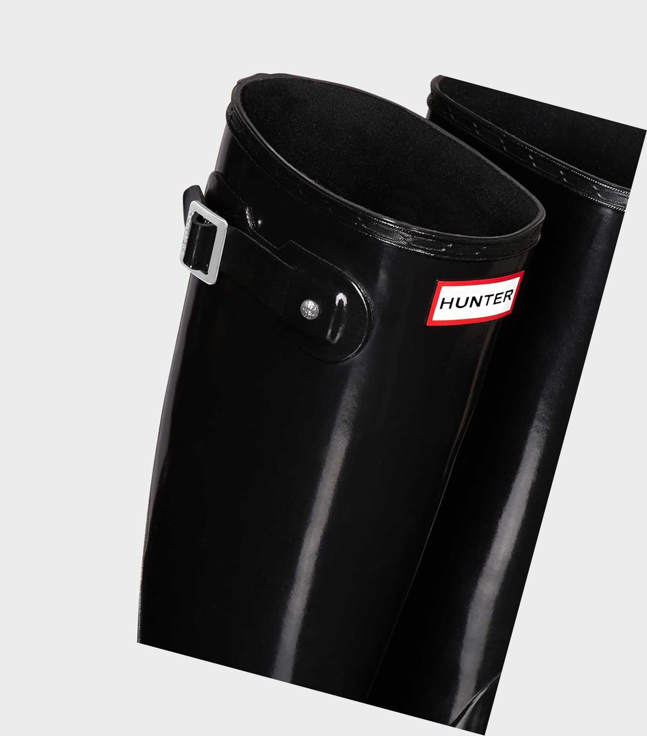 Hunter Original Gloss Wellington Hohe Stiefel Damen Schwarz | TFHWGC721