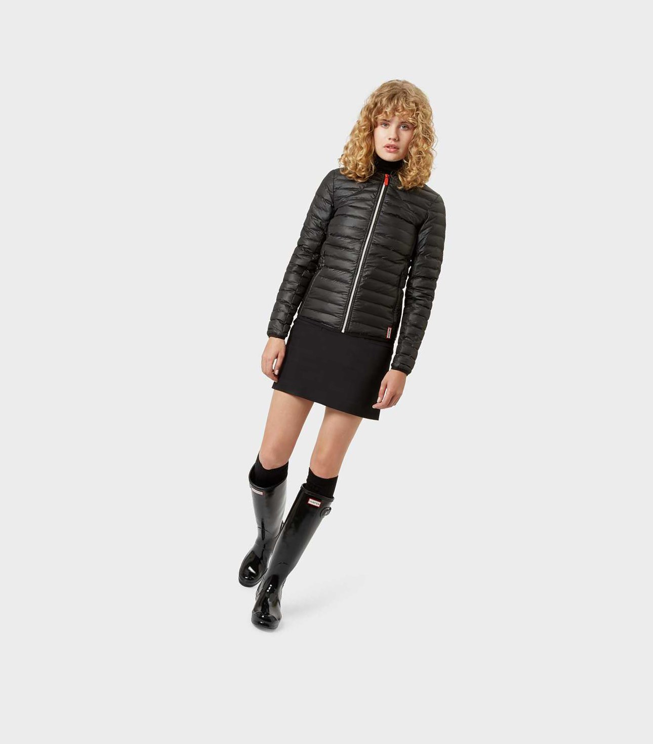 Hunter Original Gloss Wellington Hohe Stiefel Damen Schwarz | TFHWGC721