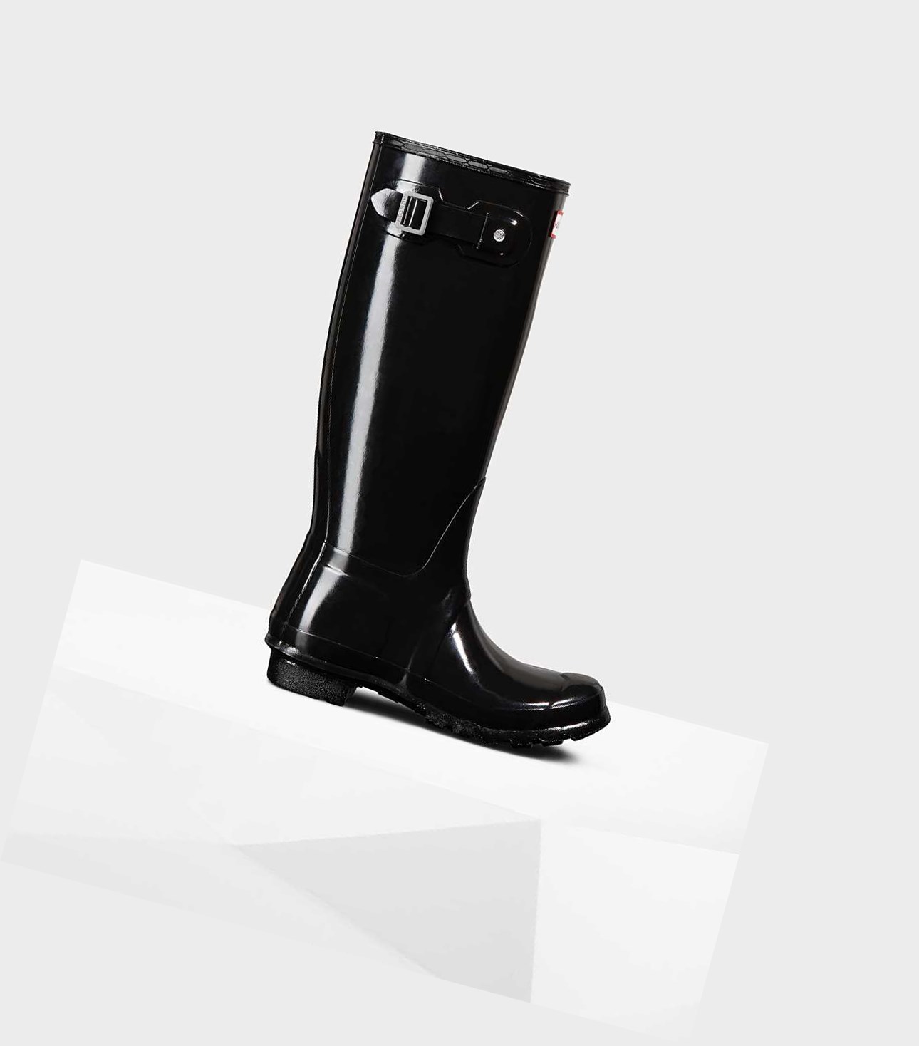 Hunter Original Gloss Wellington Hohe Stiefel Damen Schwarz | TFHWGC721