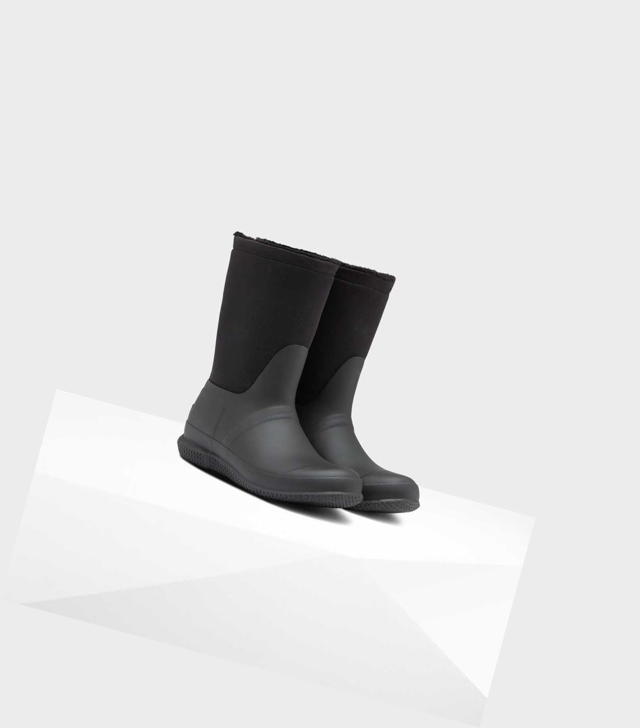 Hunter Original Insulated Roll Top Sherpa Winterstiefel Damen Schwarz | HFLPGO370