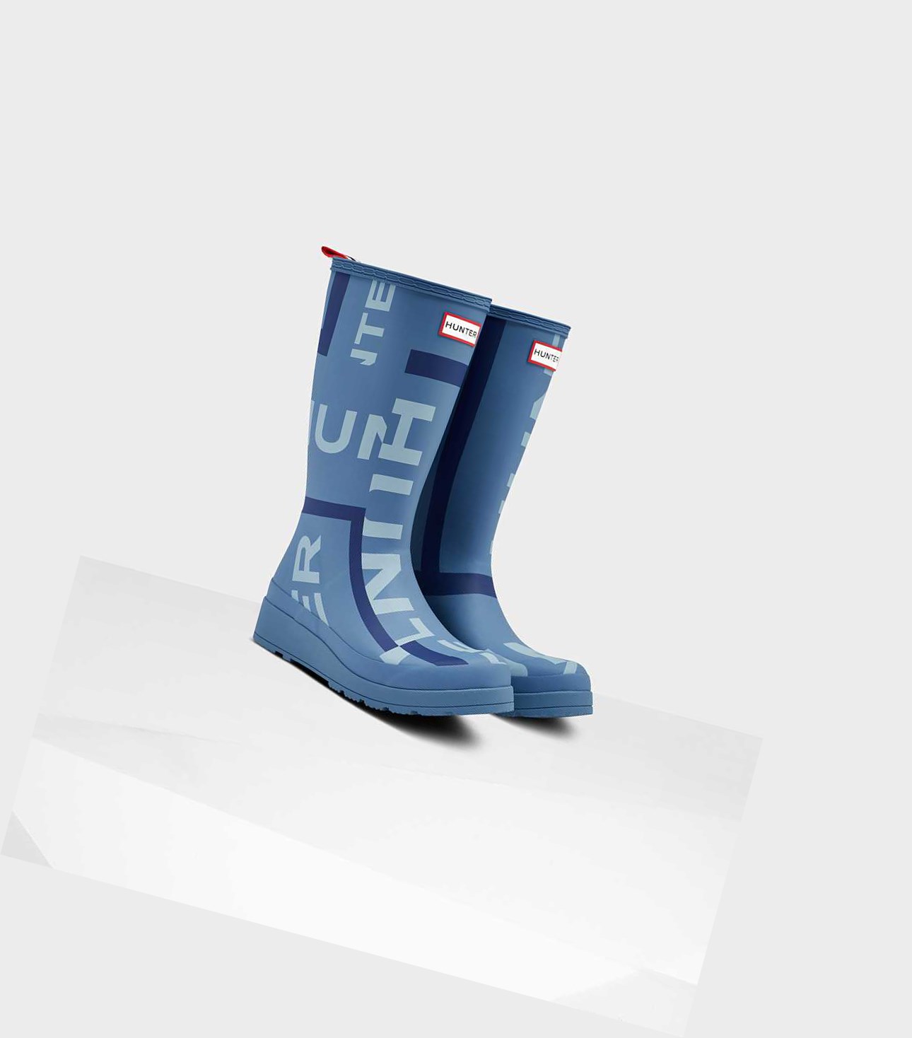 Hunter Original Play Exploded Logo Wellington Hohe Stiefel Damen Blau | GBFPSW287