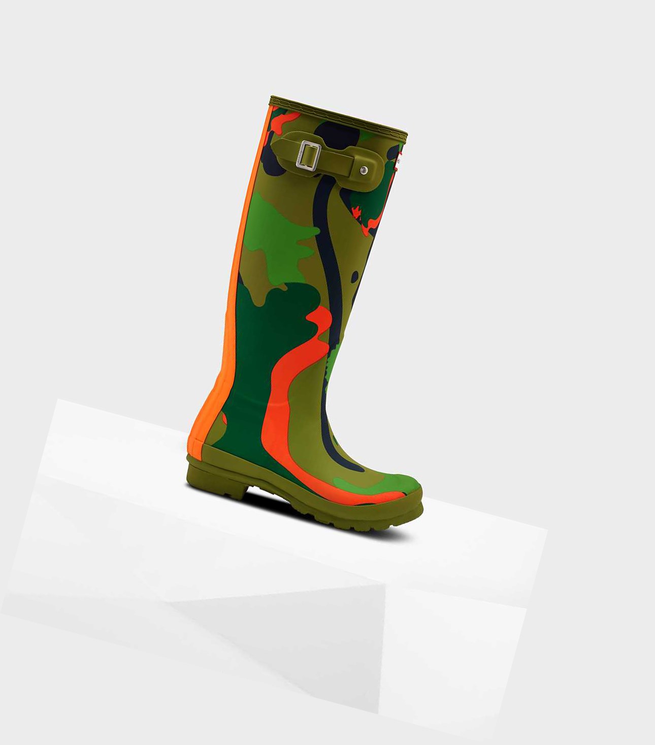 Hunter Original Rockpool Camo Wellington Hohe Stiefel Damen Grün | VLIWRT184